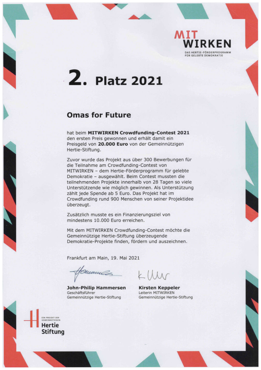 2021Hertie StifungCrowdfundingContest - Omas for Future