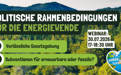 Newsletter aus den Regionalgruppen Bild 800 x 400 px 4 - Omas for Future Webinar: Politische Rahmenbedingungen für die Energiewende