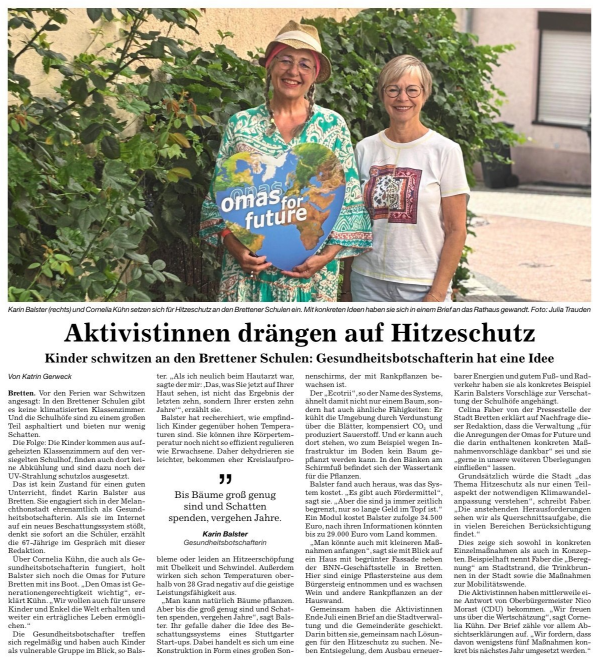 Aktivistinnen drängen auf Hitzeschutz