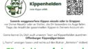 Flyer zur Offenburger Kippen-Challenge, einer Initiative zum Sammeln von Zigarettenkippen, um die Stadt sauber zu halten, mit einer Anleitung, einem QR-Code und den Logos von BUND und Omas for Future.