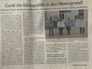 Artikel Regensburger Zeitung DEMO Zebrastreifen - Omas for Future